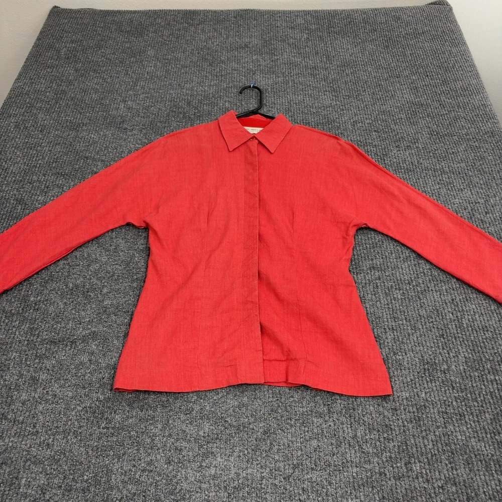 Gruppo Americano Button Up Womens‎ Salmon Pink Linen Hidden Placket Professional